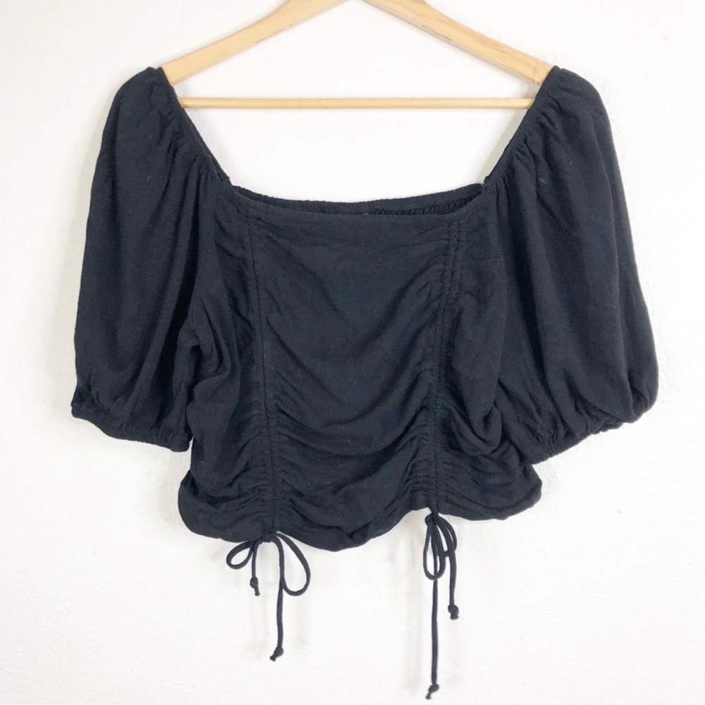 🌿 Wild Fable Cropped Scrunched Balloon Sleeve Top